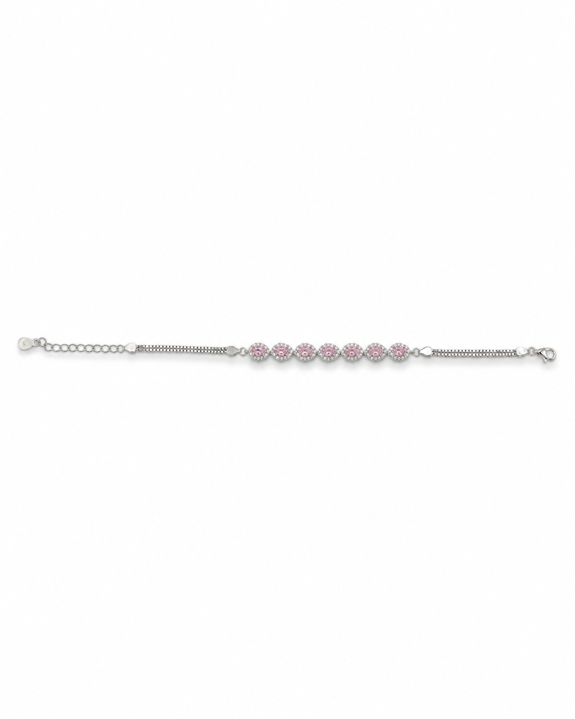 Silver Pink Zircon Bracelet – Rhodium Coated Bracelet