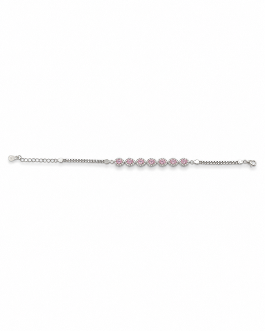 Silver Pink Zircon Bracelet – Rhodium Coated Bracelet