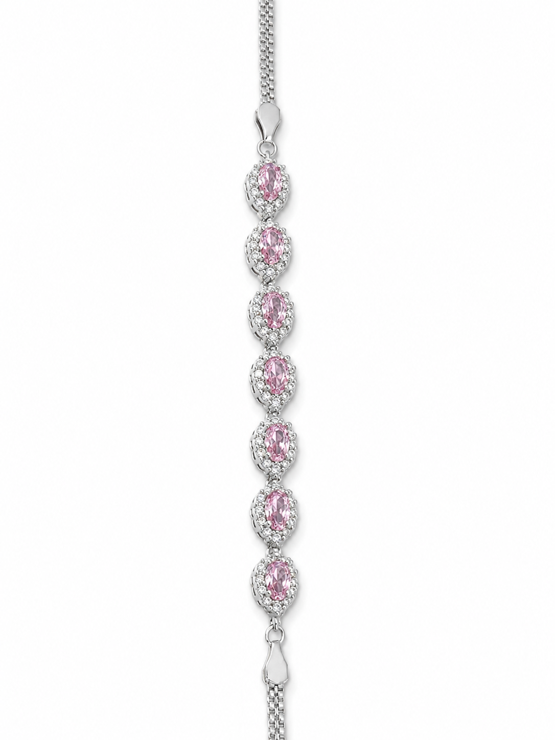 Silver Pink Zircon Bracelet – Rhodium Coated Bracelet