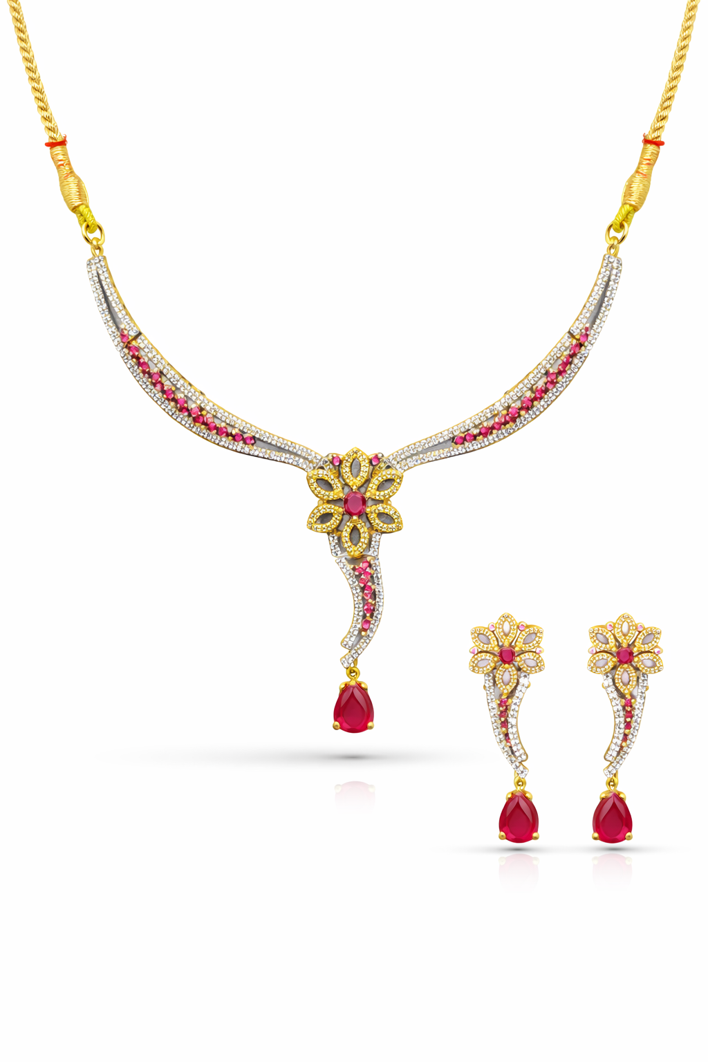 Crimson Noor Floral Luxe Necklace Set