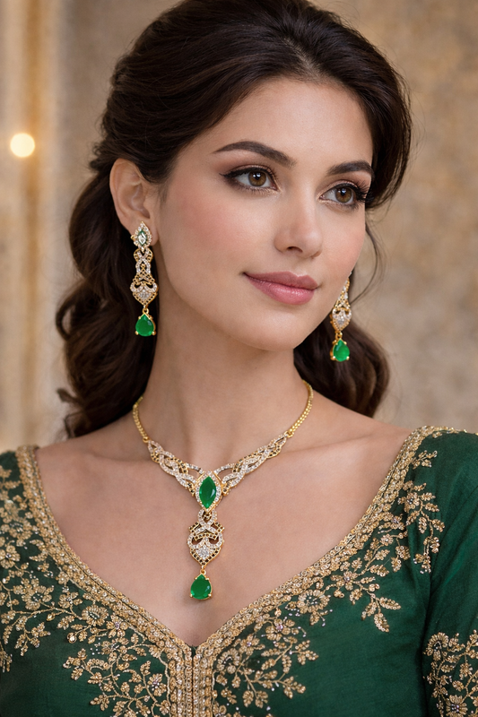 Zarqash Green Royale Necklace Set