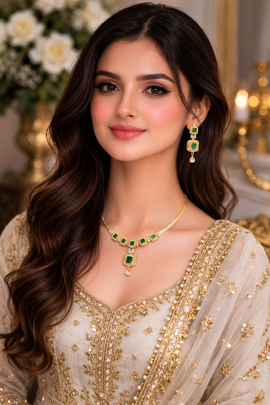 Zamora Luxe Green Radiance Necklace Set