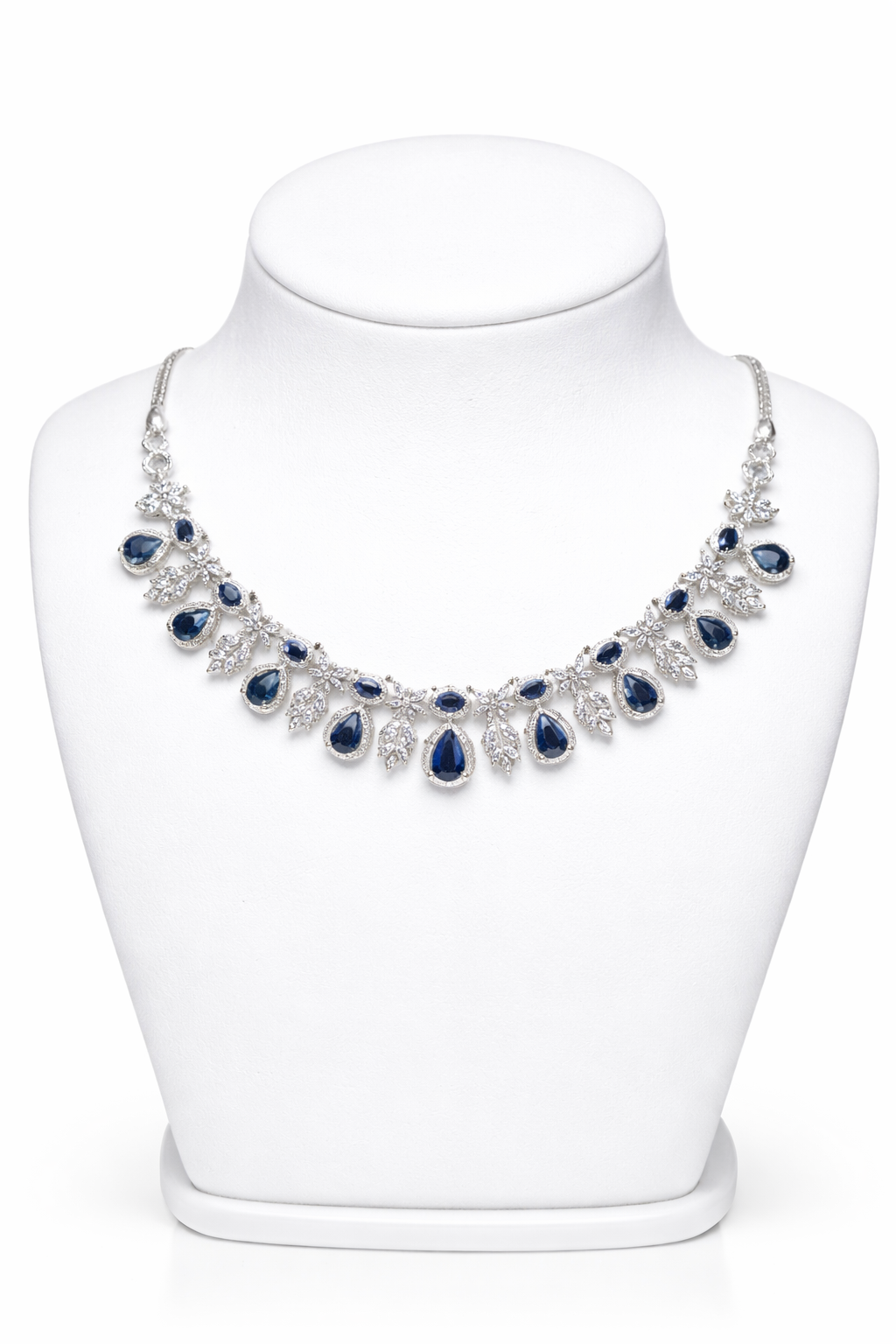 Royal Azure Cascade Necklace Set – 925 Silver