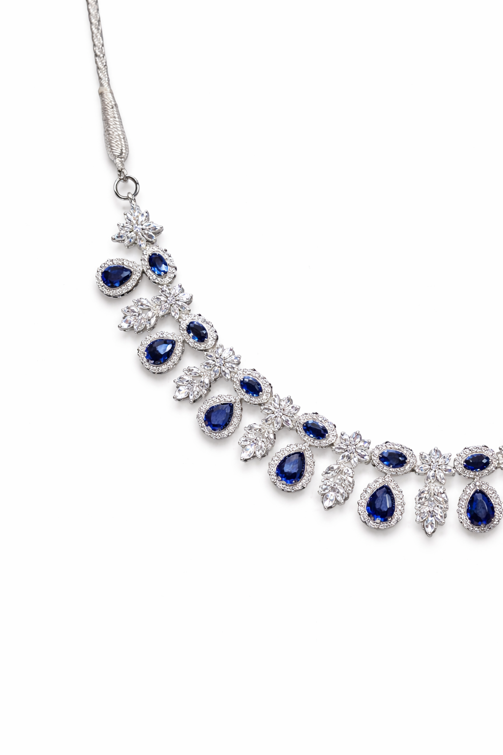 Royal Azure Cascade Necklace Set – 925 Silver