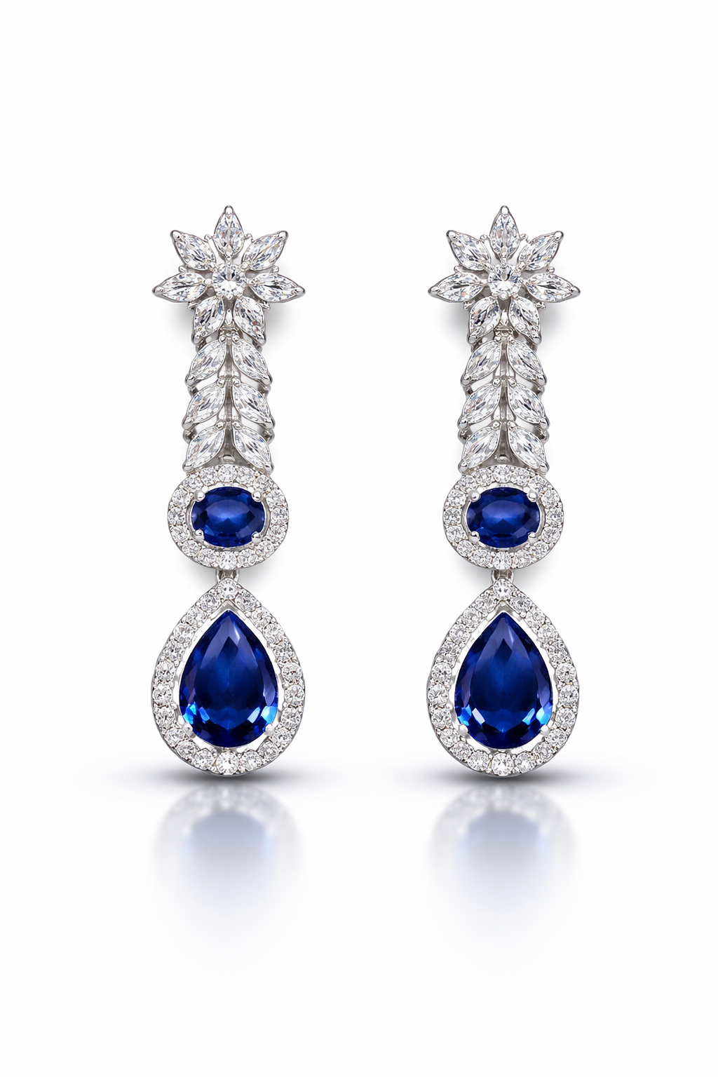 Royal Azure Cascade Necklace Set – 925 Silver