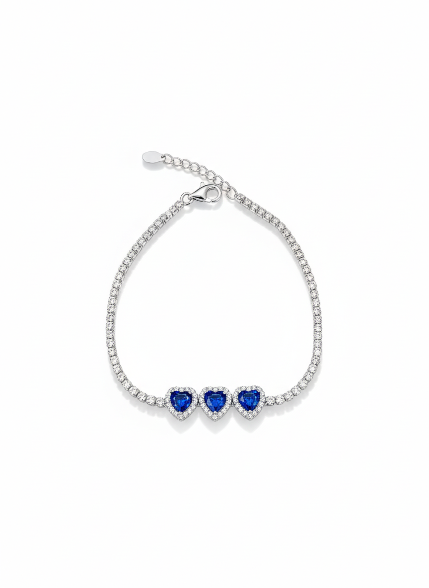 Deep Sea Blue Heart Bracelet