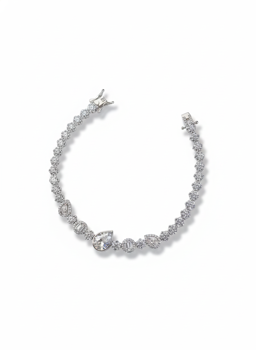 Celestia Pear Halo Tennis Bracelet