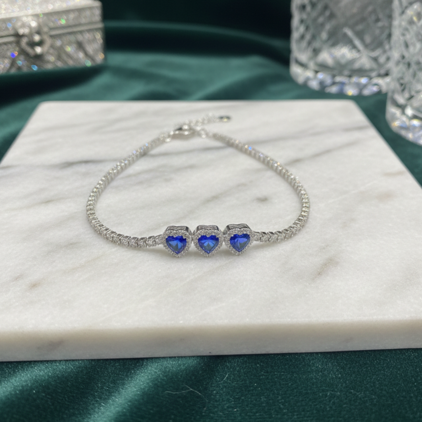 Deep Sea Blue Heart Bracelet