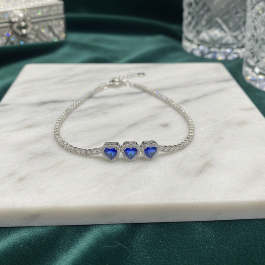 Deep Sea Blue Heart Bracelet