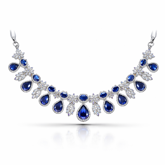 Royal Azure Cascade Necklace Set – 925 Silver