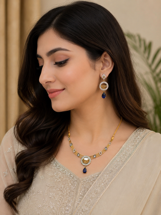 Azure Royal Silver Necklace Set