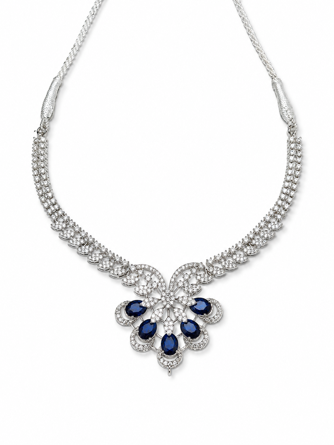 Royal Blue Silver Necklace Set