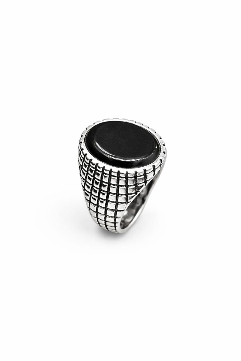 Italian Onyx Crest Signet Ring