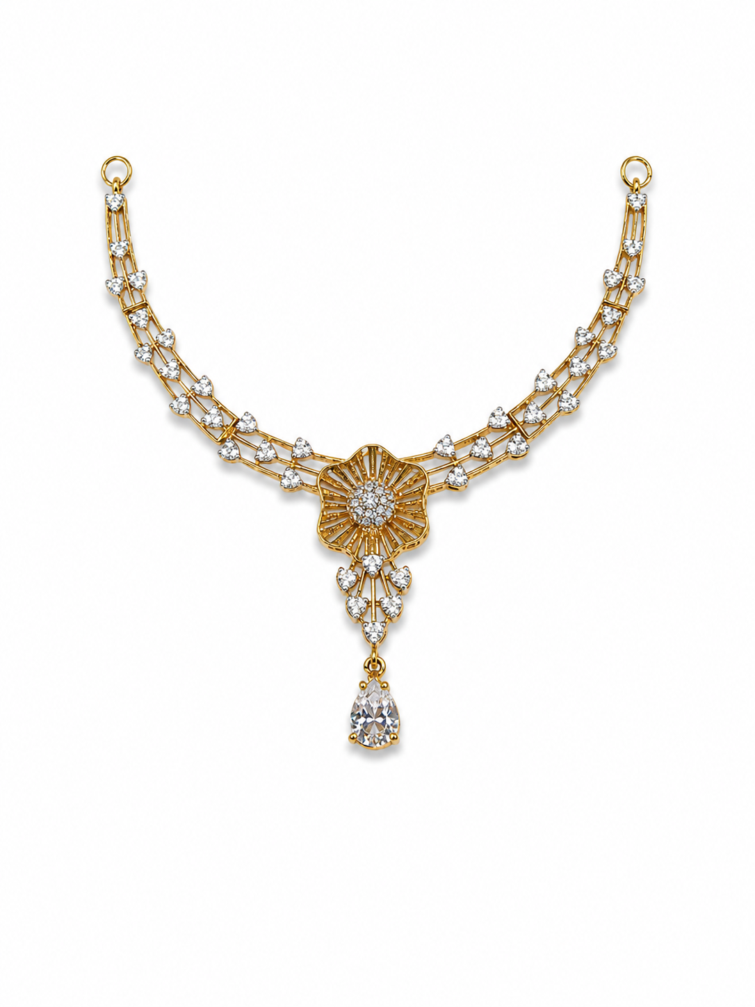 Golden Blossom Silver Necklace Set