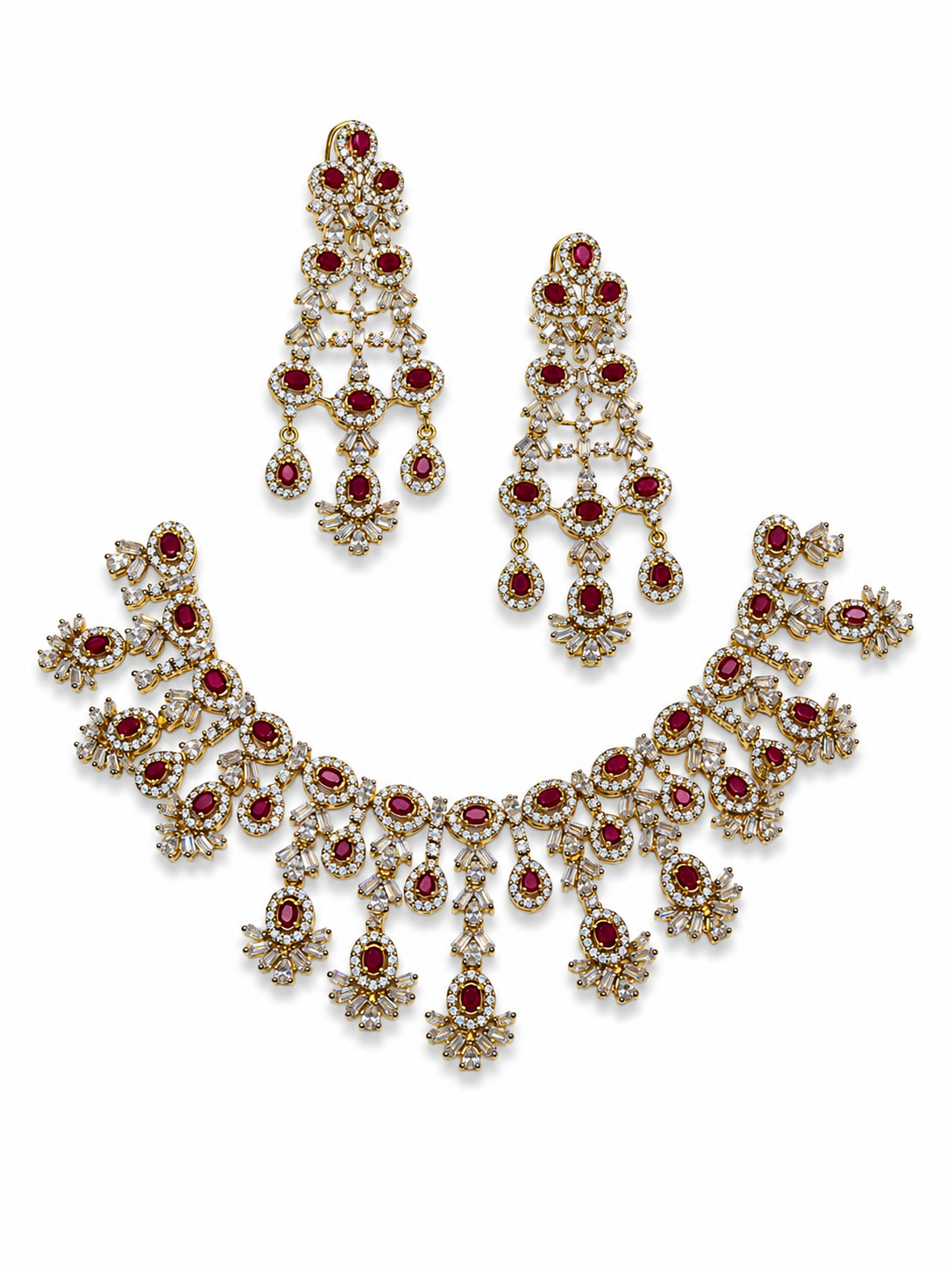 Pink Majesty Silver Necklace Set
