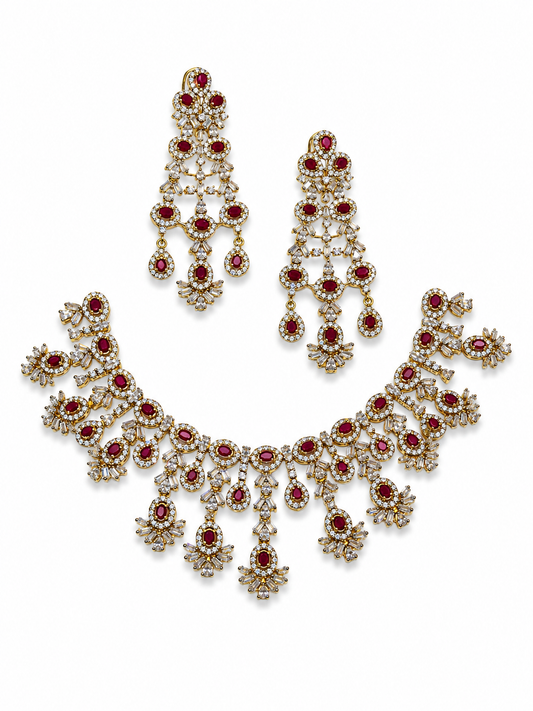 Pink Majesty Silver Necklace Set