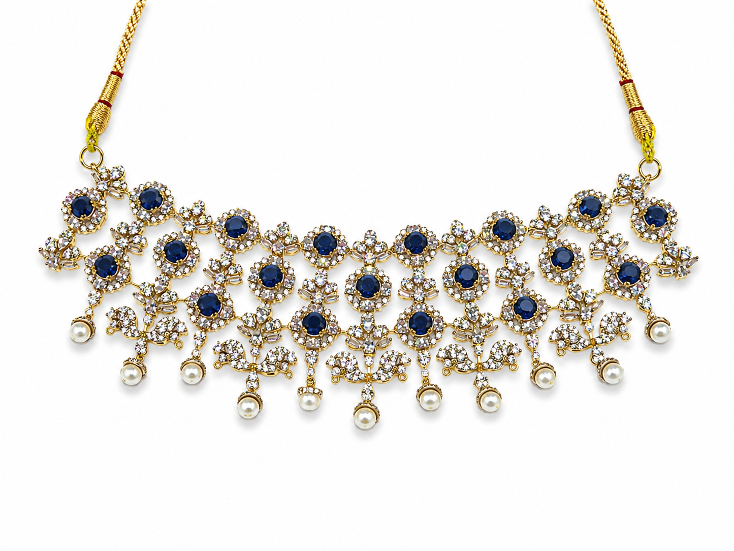 Blue Pearl Majesty Silver Necklace Set