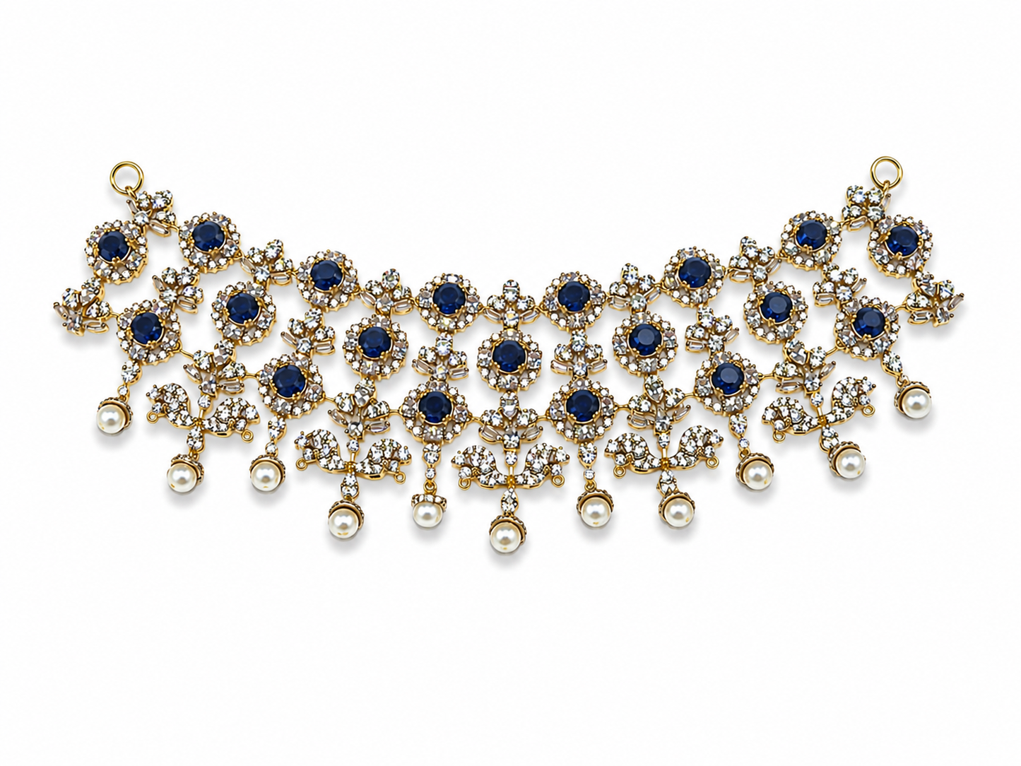 Blue Pearl Majesty Silver Necklace Set