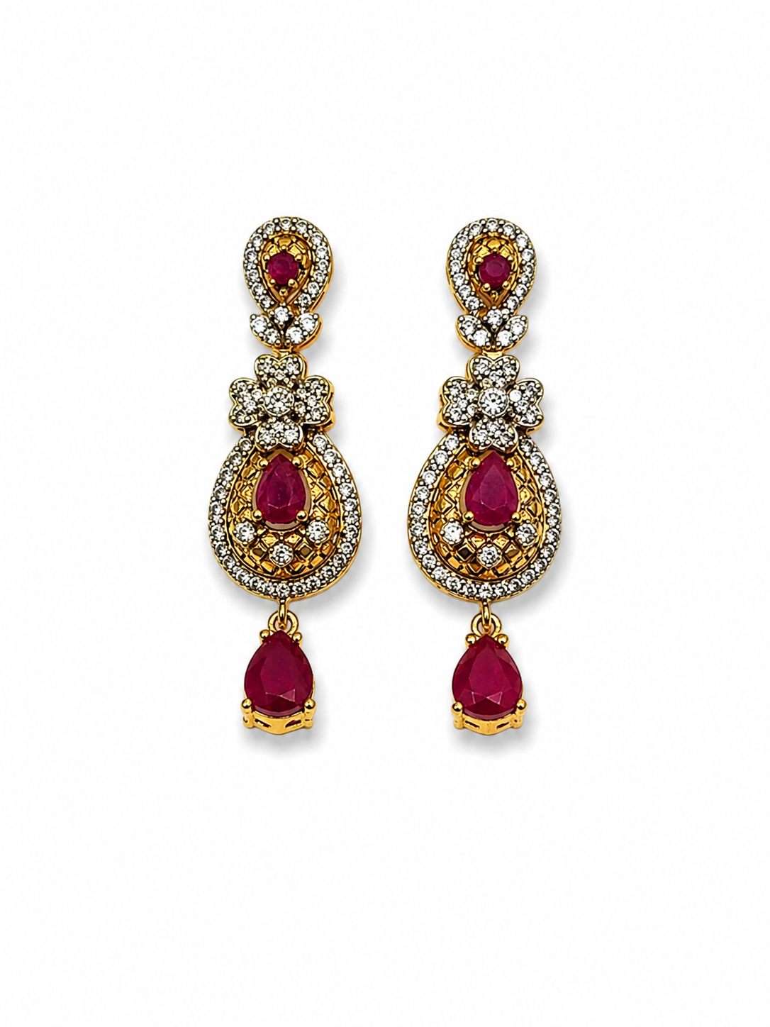 Crimson Bloom Silver Necklace Set