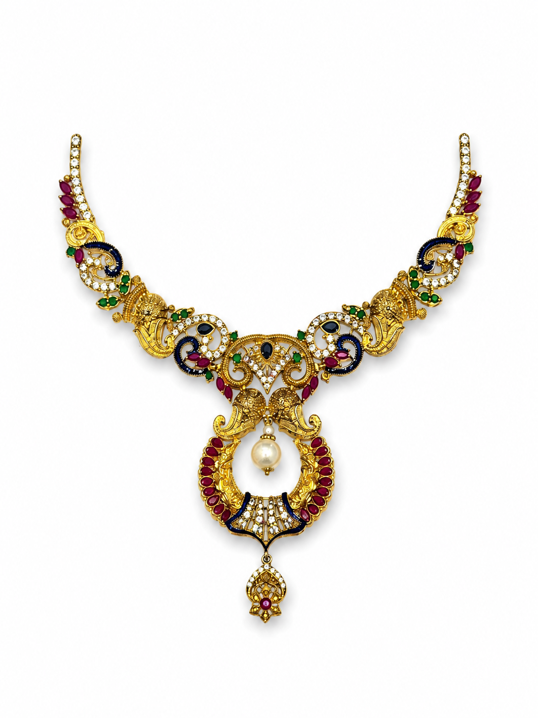 Peacock Heritage Silver Necklace Set