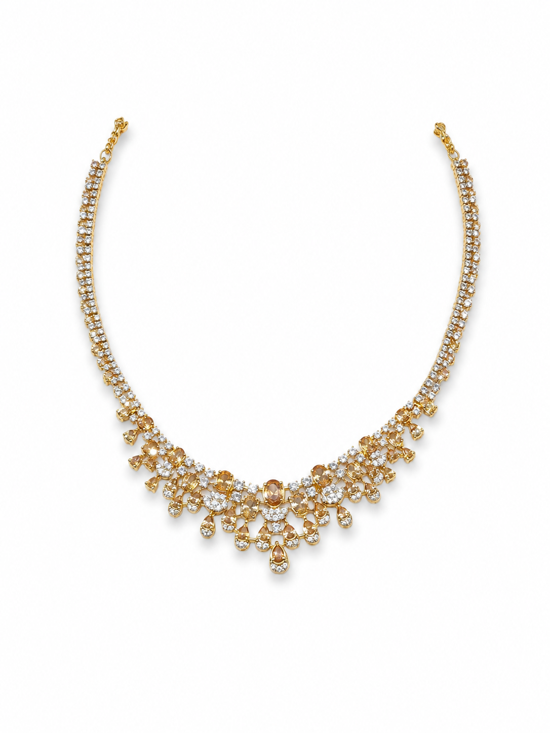 Golden Blossom Silver Necklace Set