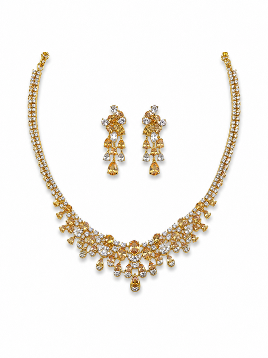 Golden Blossom Silver Necklace Set