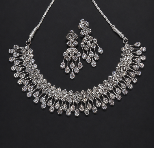 Celeste 925 Sterling Silver Bridal Necklace Set